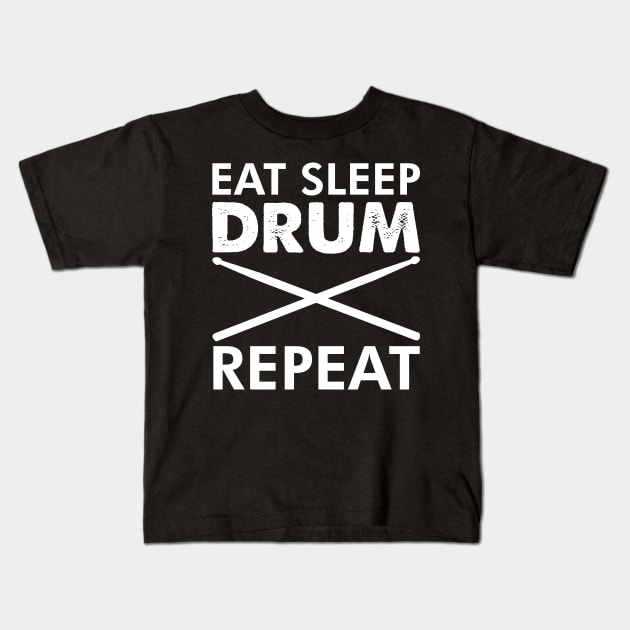 Eat Sleep Drum Repeat Marching Band Drummer Design Kids T-Shirt by TDDesigns